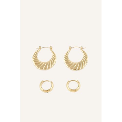 Lot de 2 Boucles d’oreilles créoles dorées pour femme