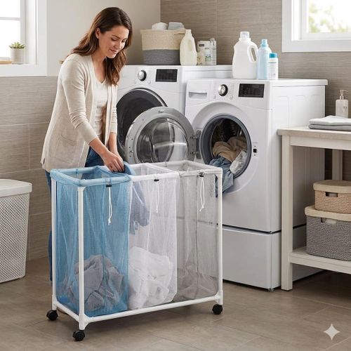Tri-Linge Mobile à 3 Compartiments – Organisation Optimale pour votre Buanderie