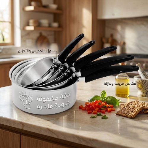 Set de 5 Casseroles en Aluminium avec Poignées Isolantes Tailles 1214161820 cm Batterie de Cuisine Empilable