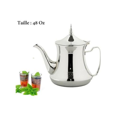 Théière Marocaine en Inox - Théière de Taille 48, Moderne et élégant