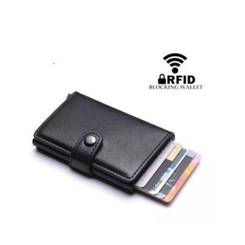 Portefeuille Miniwallet anti détournement de données des cartes RFID et NFC noir