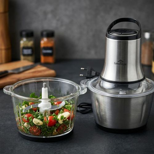 Hachoir Électrique Duo 2 L – Acier Inoxydable & 2 eme bol en verre-250W