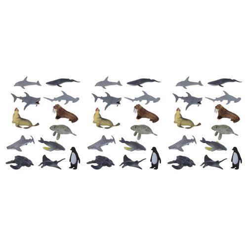 Figurines Miniatures - Animaux Marins Réalistes en Plastique Souple - Jouet Éducatif & Décoration - Multicolore - Lot de 3