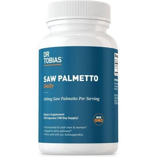 Supplément de palmier nain Dr. Tobias, favorise la santé uri naire, l'équilibre hormonal, la santé de la prostate et la vitalité des cheveux. Palmier nain pour hommes et femmes, 500 mg par portion - 100 capsules, 100 portions SAWPALMETTO