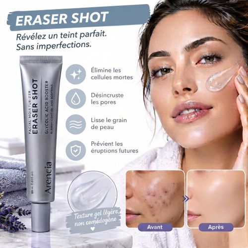 Eraser Shot Glycolic Acid Booster 30 ml – Sérum Exfoliant Multi-Acides aux AHA, BHA et PHA, Acide Glycolique et Niacinamide, Soin Éclat et Grain de Peau, Cica et Panthénol