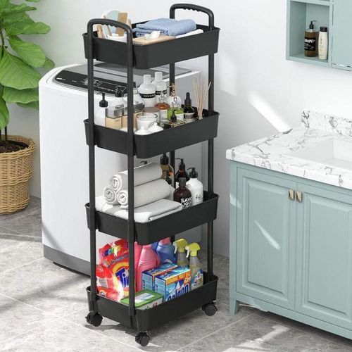 Rangement chariot roulant pratique polyvalent à 4 niveaux avec roues rotatives à 360°organiser vos affaires