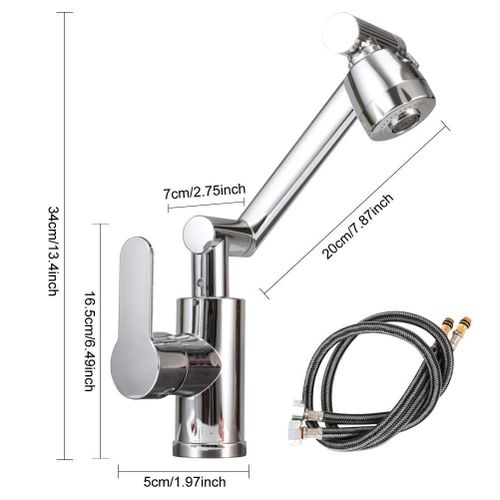 Robinet lavabo rotatif 1080°, mitigeur eau chaude et froide, robinet flexible cuisine et salle de bain, rotation 360°, double jet douche et impulsion