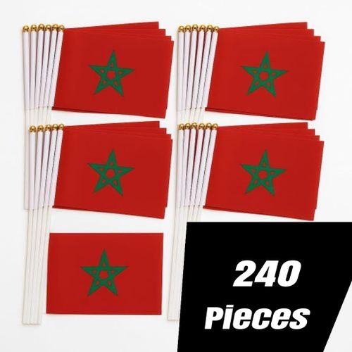 Lot de 240 drapeaux marocains – Format 20×28 cm – Idéal pour écoles, événements et supporters