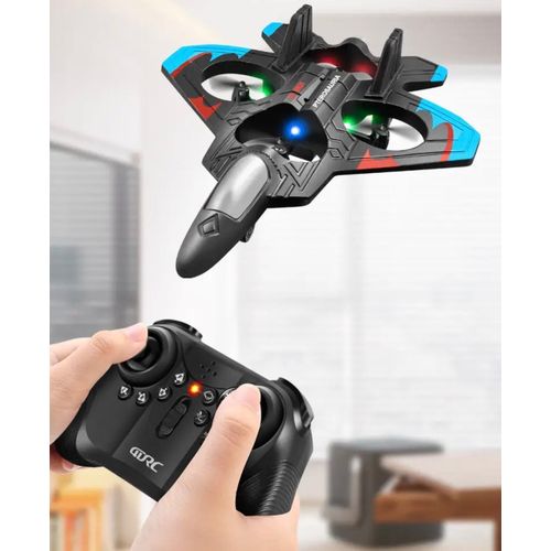 Avion RC, avion télécommandé en mousse avec lumière, 2 batteries, pirouette à 360°, systèmes de stabilisation gyroscopique, 3 vitesses réglables, avion de chasse RC, jouet cadeau pour enfants, garçons, débutants et adultes