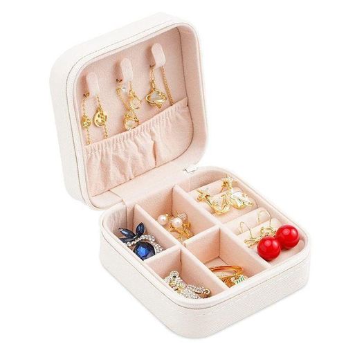 Boîte à Bijoux de Voyage Élégante en Cuir – Rangement Compact pour Bagues, Boucles d’Oreilles et Colliers
