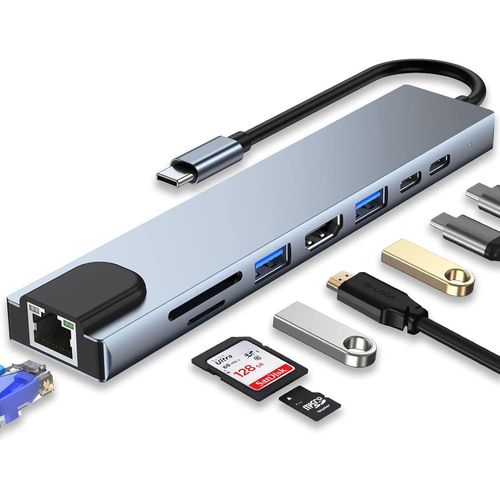 HUB USB C Adaptateur multifonction avec HDMI quatre K supportant la puissance de livraison et plusieurs ports