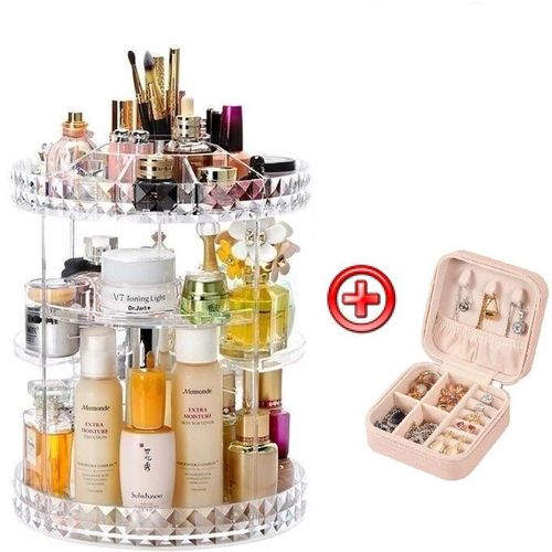 Boîte de rangement rotative pour outil de cosmétique, Organisateur maquillage +Boite Organisateur Bijoux
