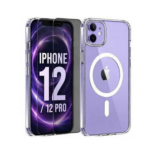 Pochette de protection pour iPhone 12 / 12 Pro magsafe Transparente - 2 Verres Trempés