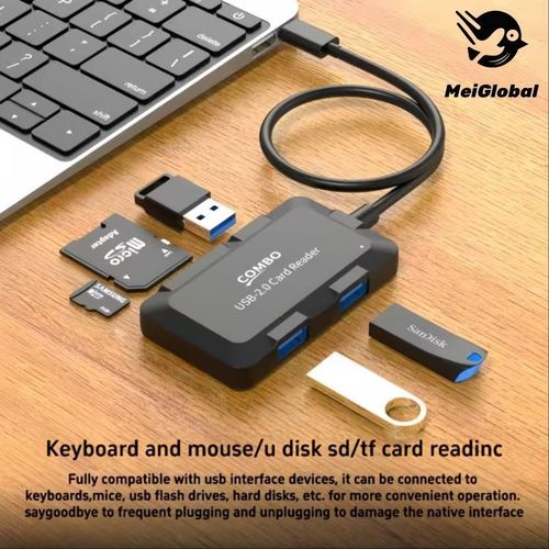 Hub Multifonction USB-C 5-en-1 avec Lecteur de Cartes SD/TF/Stockage & Station d'Accueil - Transfert Haute Vitesse Portable, Adaptateur USB pour Smartphones, Tablettes, Ordinateurs Portables, Appareils Intelligents (USB)