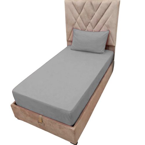 Drap housse de lit gris 190x90 + 1 taie d'oreiller 70x50cm, jusqu'à 27 cm de profondeur