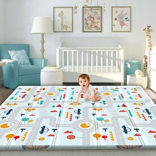 Tapis Mousse Bébé 200 x 180 cm – Double Face Antidérapant et Pliable