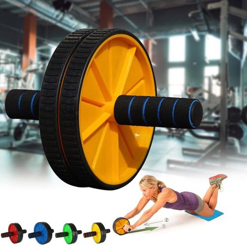 Roue abdominale double pour exercices de renforcement (couleur aléatoire)