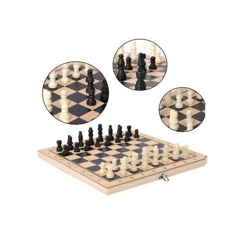 Jeu d'Echecs en Bois Portable Échiquier Pliant de Chess Game Cadeau Enfant 24x24cm