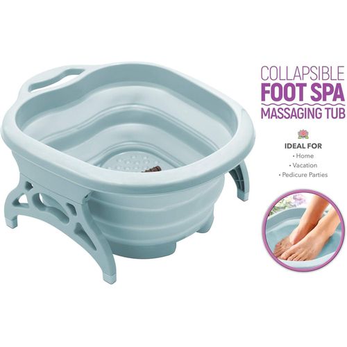 Bassin de Bain Relaxant Pliable pour Pieds Spa de Massage avec Rouleaux, Grande capacité, Couleur Bleu