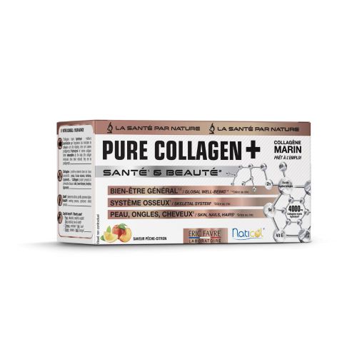 Pure Collagen Marin 4000mg Peau Cheveux Ongles Saveur Pêche Citron