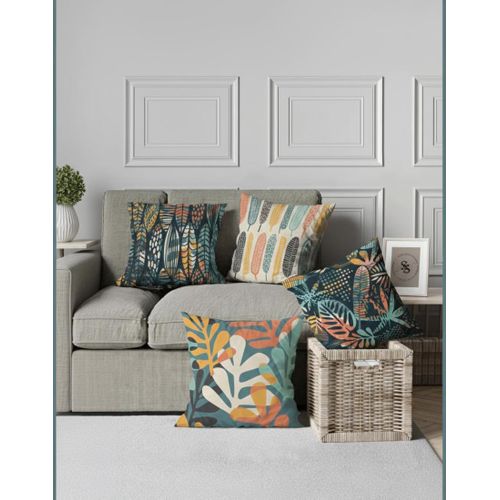 Ensemble de 4 housses de coussin imprimées Plume 43×43 cm