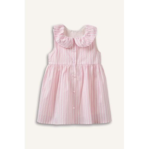 Robe texturée rayée à bretelles pour bébé fille