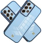 Case Pochette pour Samsung A52 Meilleur Qualité transperent Gold/Bleu
