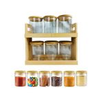 product_image_name-Generic-Boites à épices hermétique en verre avec support en bambou, Pots à épices 6 Pcs-1