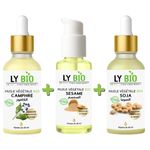 LY BIO PACK HUILE CAMPHREE 50ML - PIPETTE + HUILE SESAME 50ml - POMPE + HUILE SOJA 50ML - PIPETTE