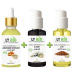 LY BIO PACK HUILE AMANDE DOUCE 50ML - PIPETTE + HUILE CADE 50ML - POMPE + HUILE LIN 50ML - POMPE