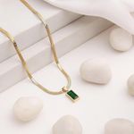 Generic Collier doré avec pendentif rectangle vert – Élégance moderne - image 4