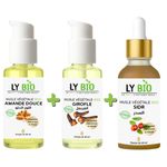 LY BIO PACK HUILE AMANDE DOUCE 50ml - POMPE + HUILE GIROFLE 50ML - POMPE + HUILE SIDR 50ML - PIPETTE