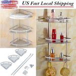 product_image_name-Generic-Étagère de douche d’angle 3 niveaux, organisateur salle de bain en aluminium, étagère murale antirouille avec crochets, rangement douche gain de place-4