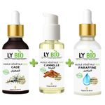 LY BIO PACK HUILE CADE 50ML - PIPETTE + HUILE CANNELLE 50ML - POMPE + HUILE PARAFFINE 50ML - PIPETTE
