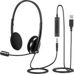 product_image_name-Generic-Casque USB avec microphone 2 Connexion Mini Jack USB pour ordinateur portable, PC, téléphone portable, iPhone, Skype, zoom, webinaire, centre d'appel, bureau-1