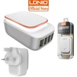 product_image_name-Ldnio-A4405 Chargeur 4.4A Output 4 USB Ports  LED Touch Lamp pour iPhone iPad Samsung Et Autres + Cable Usb iphone-4