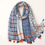 product_image_name-Generic-Elégant foulard et châle en Coton Viscose avec Pompon Floral Ombré pour Femme, Hijab femme180*90 cm-1