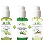 LY BIO PACK HUILE ALOE VERA 50ml - POMPE + HUILE HYDRATANTE & NUTRITIVE 50ML - POMPE + HUILE THYM 50ML - POMPE