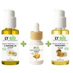 LY BIO PACK HUILE CAMOMILLE 50ML - POMPE + HUILE ESSENTIEL ORANGE 10ML + HUILE FENUGREC 50ML - POMPE