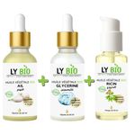 LY BIO PACK HUILE AIL 50ML - PIPETTE + HUILE GLYCERINE 50ml - PIPETTE + HUILE RICIN 50ml - POMPE