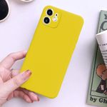 iphone 11  حافظة سيليكون لجهاز سليكون وحريري ضد الصدمات (jaune )