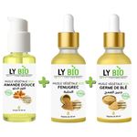 LY BIO PACK HUILE AMANDE DOUCE 50ml - POMPE + HUILE FENUGREC 50ML - PIPETTE + HUILE GERME DE BLE 50ML - PIPETTE