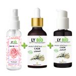 LY BIO ليبيو عبوة ماء الورد 100مل + زيت كادي 50مل - قطارة + زيت كادي 50مل - مضخة