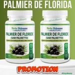 Herbo Ridouane PACK DOUBLE 2 Bouteilles Capsules de paume de scie PALMIER DE FLORIDE (SawPALMETTO) Blend Health pour la prostate Capsule de soutien urétrale et capillaire 300 mg.
