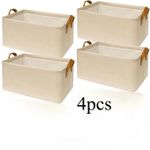 product_image_name-Generic-Lot de 4 Paniers de Rangement en Tissu – Boîtes Organisateurs avec Poignées-1