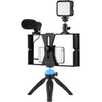 product_image_name-Generic-مجموعة تصوير فيديو لهاتف ذكي مع ميكروفون ستيريو وإضاءة ليد بيضاء طبيعية وحامل ثلاثي محمول وقاعدة ملحقات متعددة الاستخدام-1
