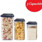Lot de 3 boîtes de rangement de nourriture en plastique مجموعة من 3 حاويات تخزين طعام بلاستيكية