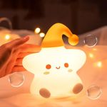 product_image_name-Generic-Veilleuse LED portable pour enfants, lampe de chevet de chambre à coucher, étoile mignonne, lampe de bureau en Silicone, charge USB, blanc chaud et 7 couleurs, éclairage de décoration de chambre, cadeau-1