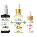 LY BIO PACK HUILE CADE 50ML - POMPE + HUILE CITRON 50ML - PIPETTE + HUILE ESSENTIEL ROSE 10ML