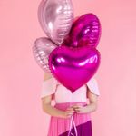 6 Ballon Coeur Rose Foncé & Rose Gold Trés Bonne Qualité/décoration anniversaire